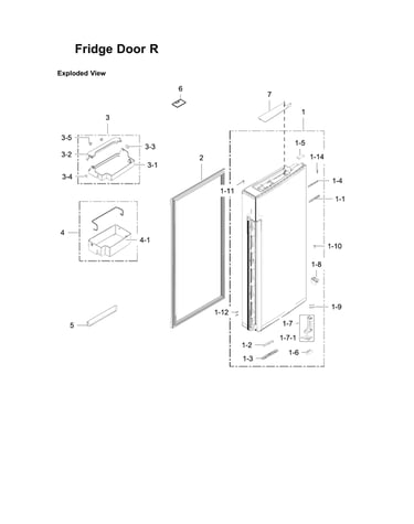 Right refrigerator door parts