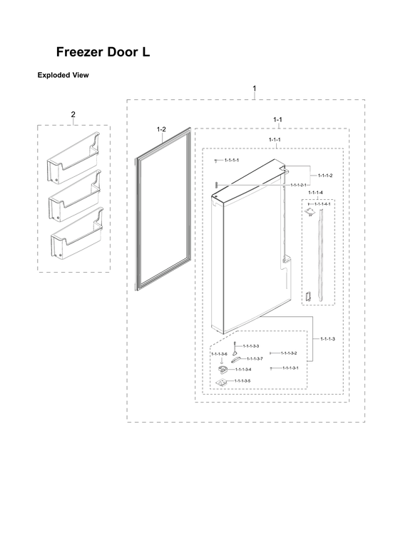 Left freezer door parts