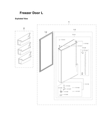 Left freezer door parts
