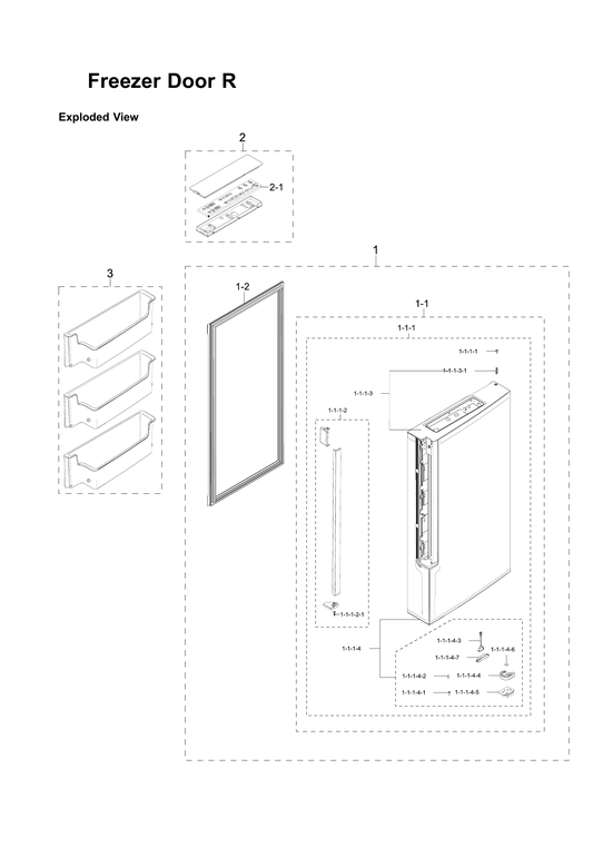 Right freezer door parts
