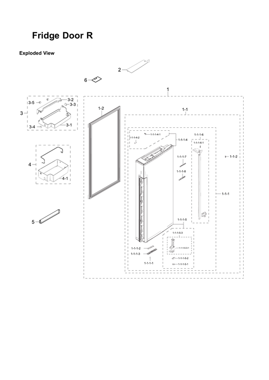 Right refrigerator door parts