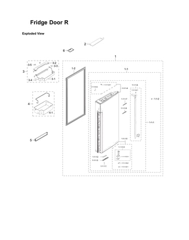 Right refrigerator door parts