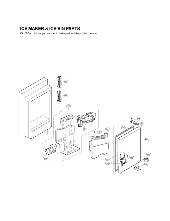 Ice maker & ice bin parts