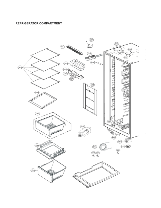 Refrigerator compartment parts