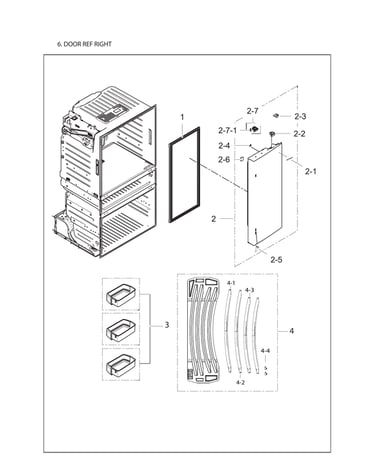Right refrigerator door parts