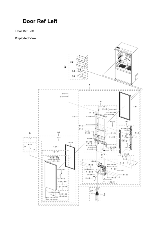 Left refrigerator door parts