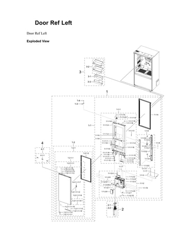 Left refrigerator door parts