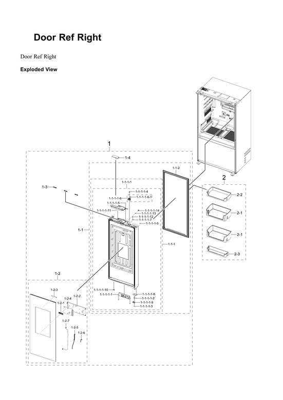 Right refrigerator door parts