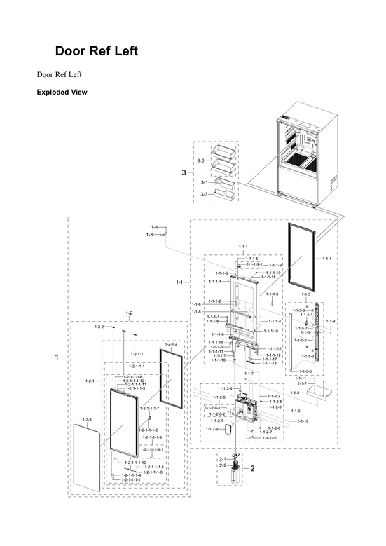 Left refrigerator door parts