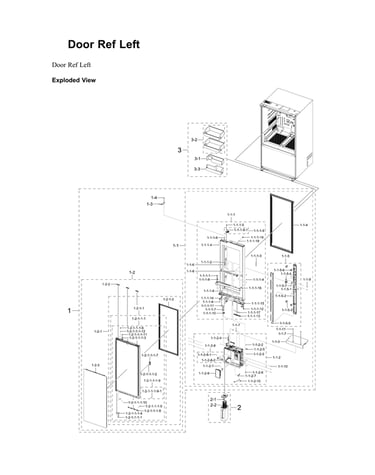 Left refrigerator door parts