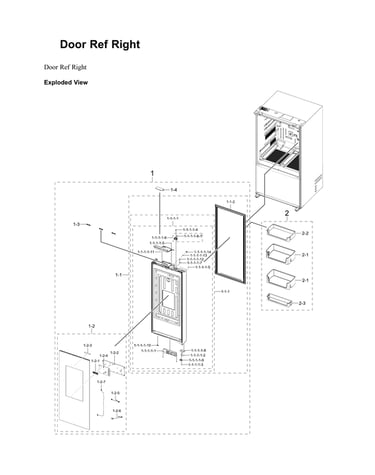 Right refrigerator door parts