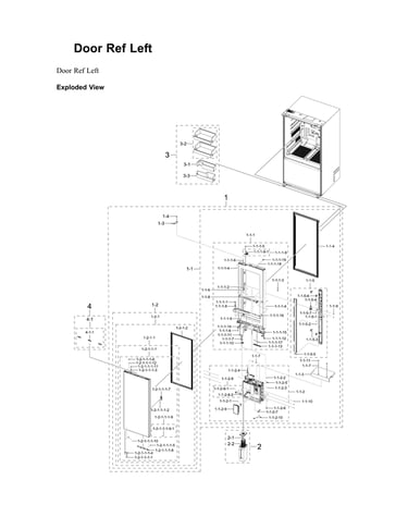 Left refrigerator door parts