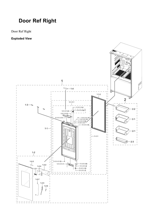 Right refrigerator door parts
