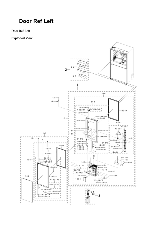 Left refrigerator door parts