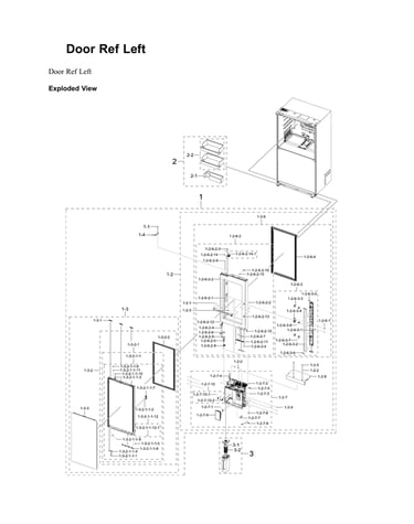 Left refrigerator door parts