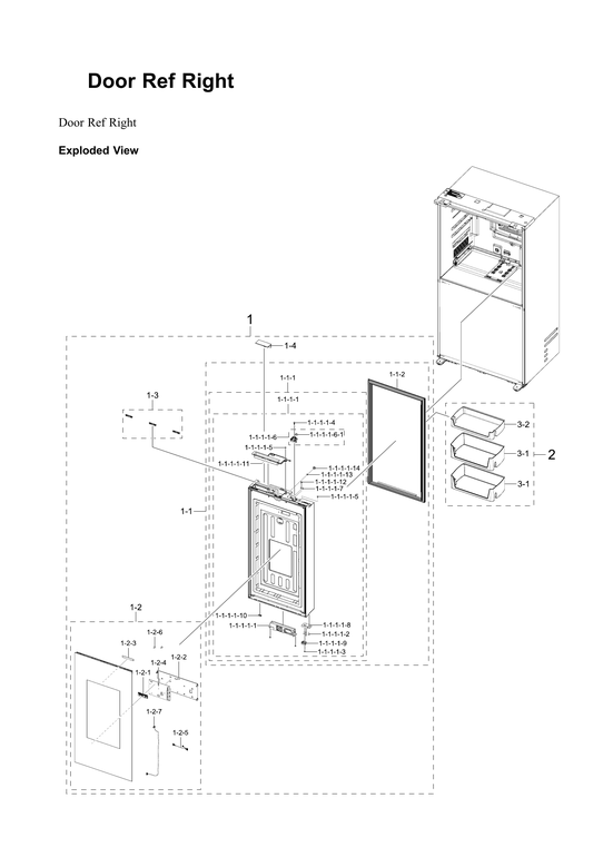 Right refrigerator door parts