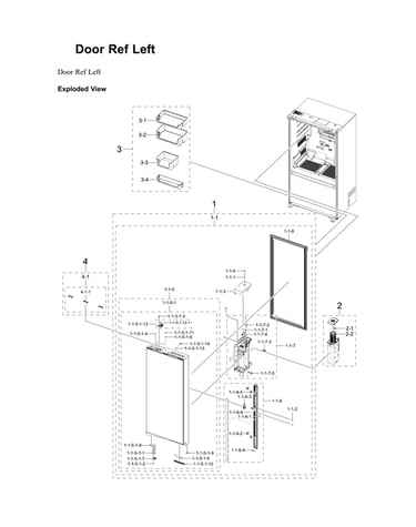 Left refrigerator door parts