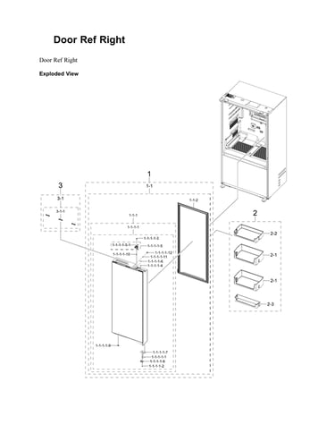 Right refrigerator door parts