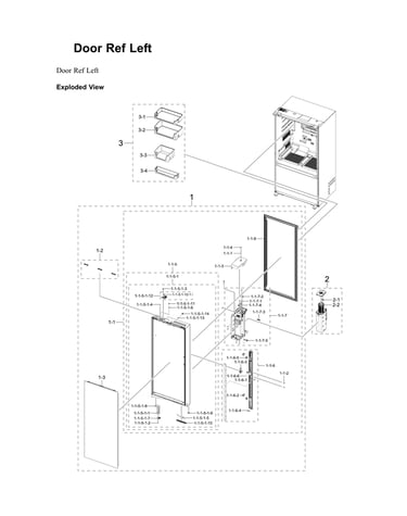 Left refrigerator door parts