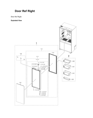 Right refrigerator door parts