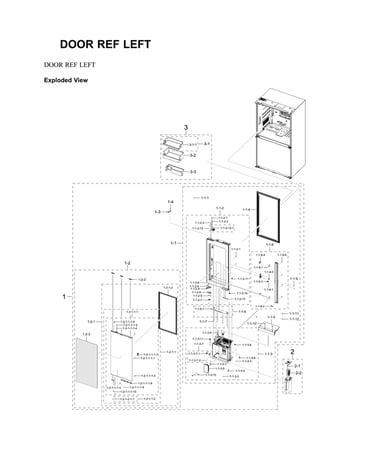 Left refrigerator door parts