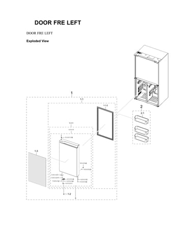 Left freezer door parts