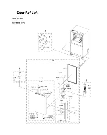 Left refrigerator door parts