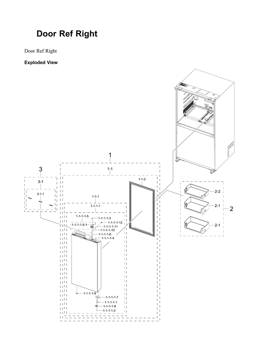 Right refrigerator door parts