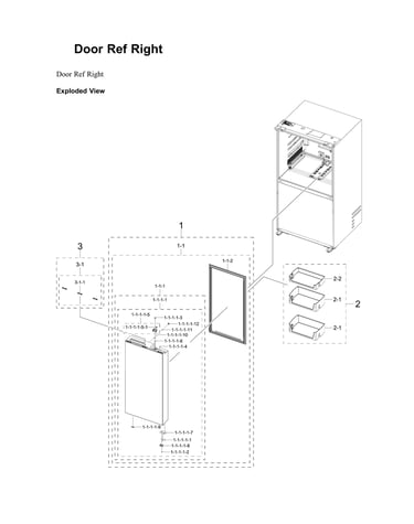 Right refrigerator door parts