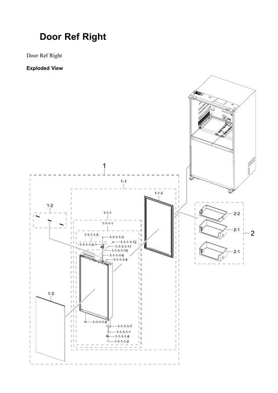 Right refrigerator door parts