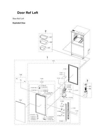 Left refrigerator door parts