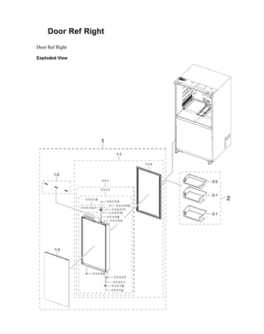 Right refrigerator door parts
