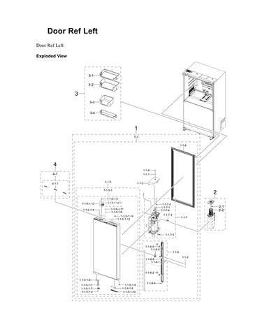 Left refrigerator door parts
