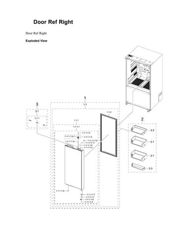 Right refrigerator door parts