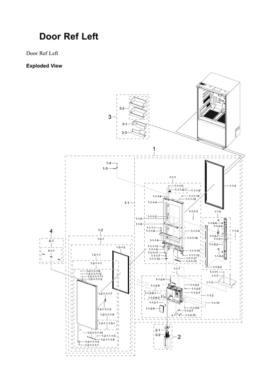 Left refrigerator door parts
