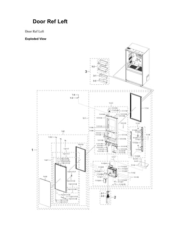 Left refrigerator door parts