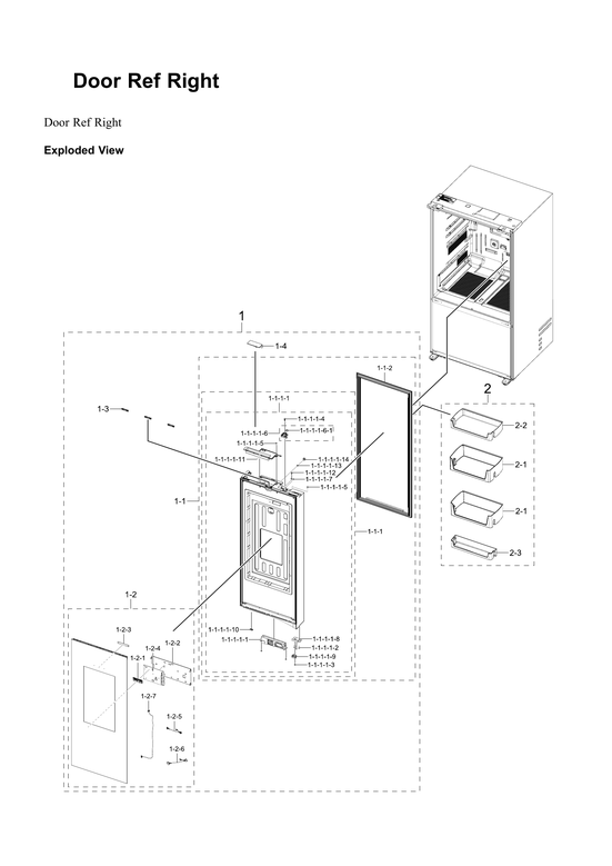 Right refrigerator door parts