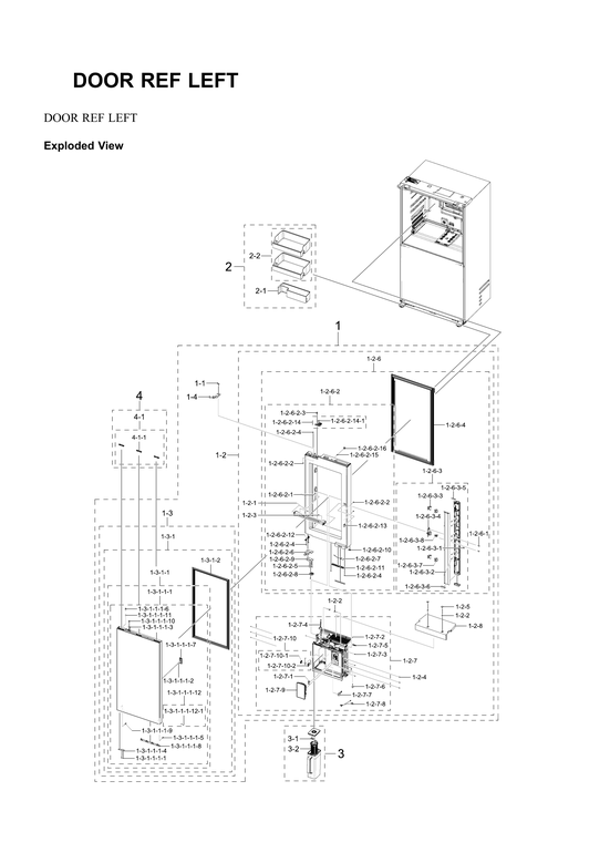 Left refrigerator door parts