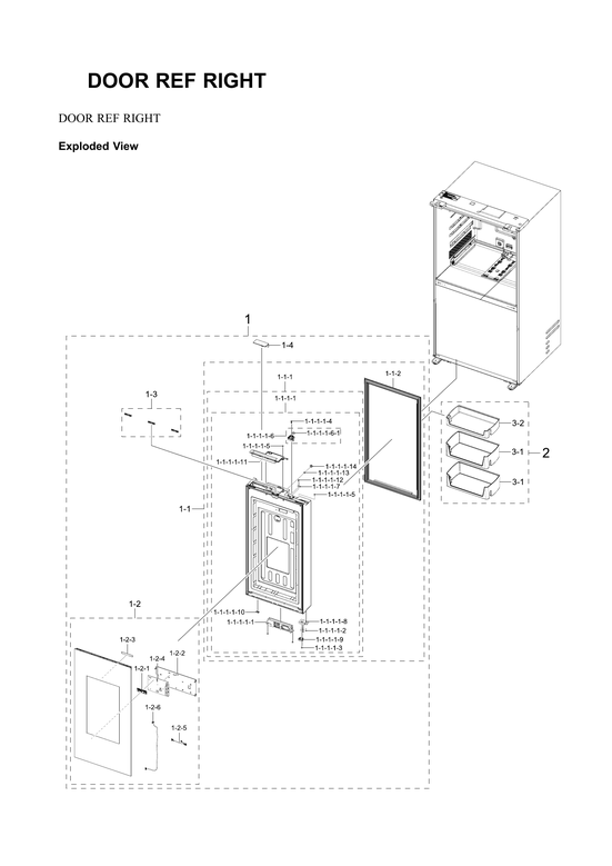 Right refrigerator door parts