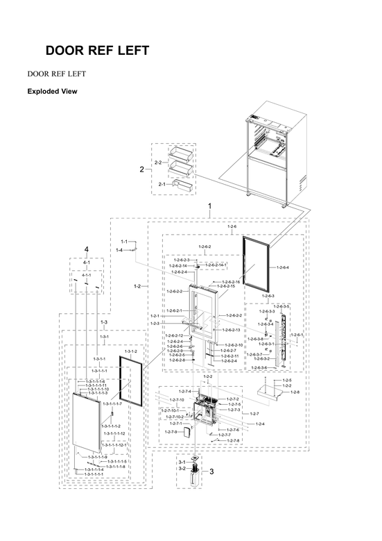 Left refrigerator door parts