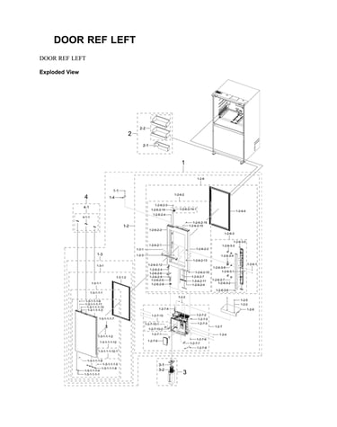 Left refrigerator door parts