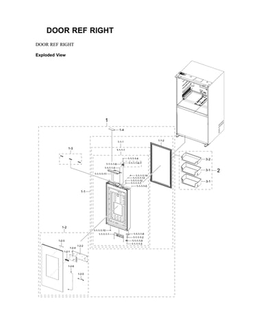 Right refrigerator door parts