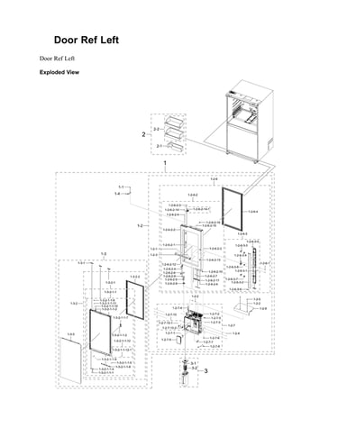 Left refrigerator door parts