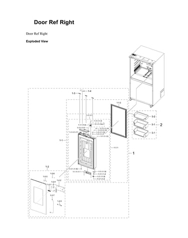 Right refrigerator door parts