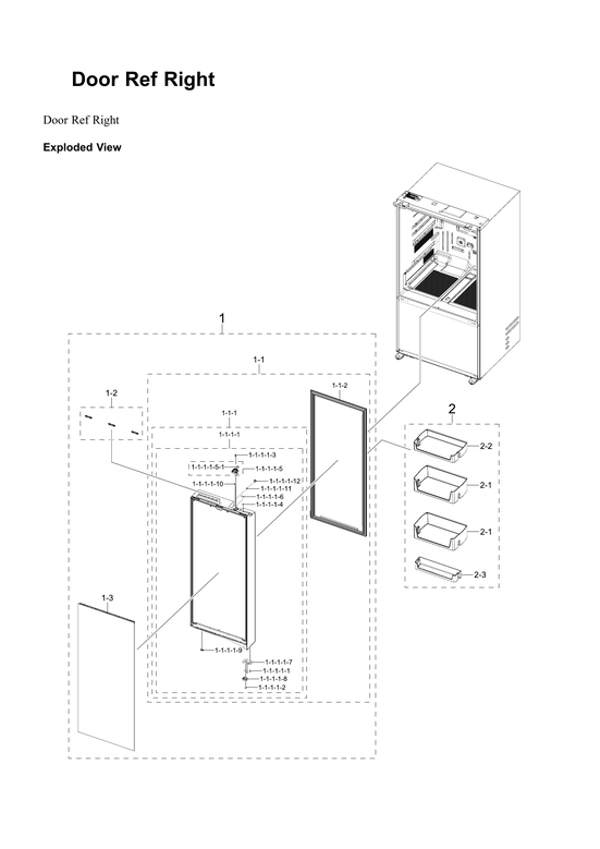 Right refrigerator door parts