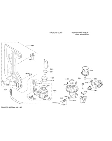 Water inlet/heat pump/sump