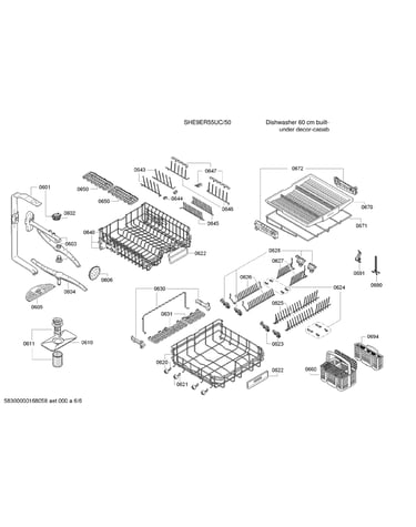 Water supply tube/spray arms/racks