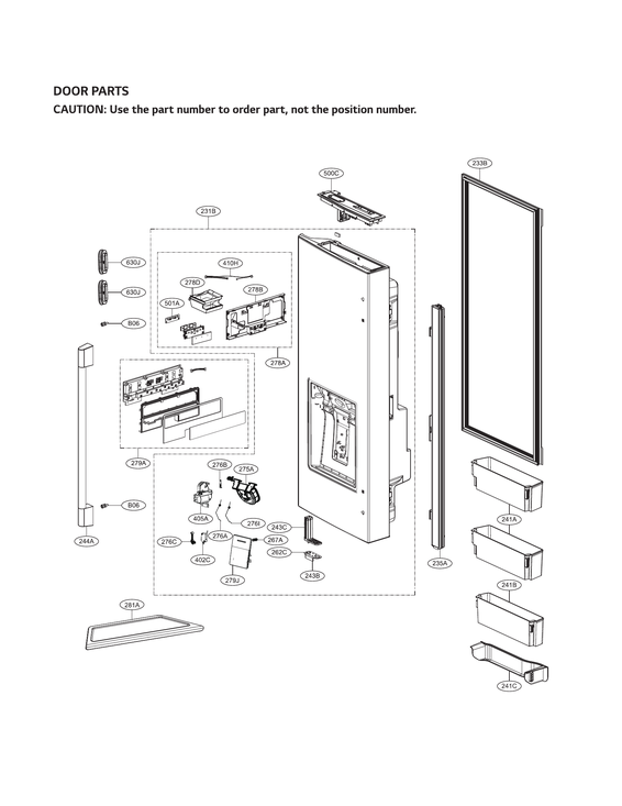 Dispenser door parts