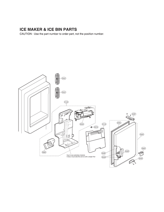Ice maker & ice bin parts