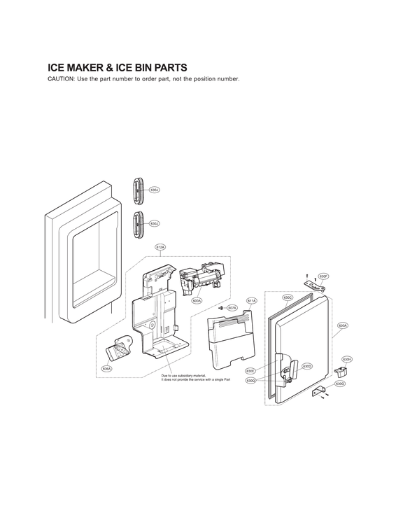 Ice maker & ice bin parts